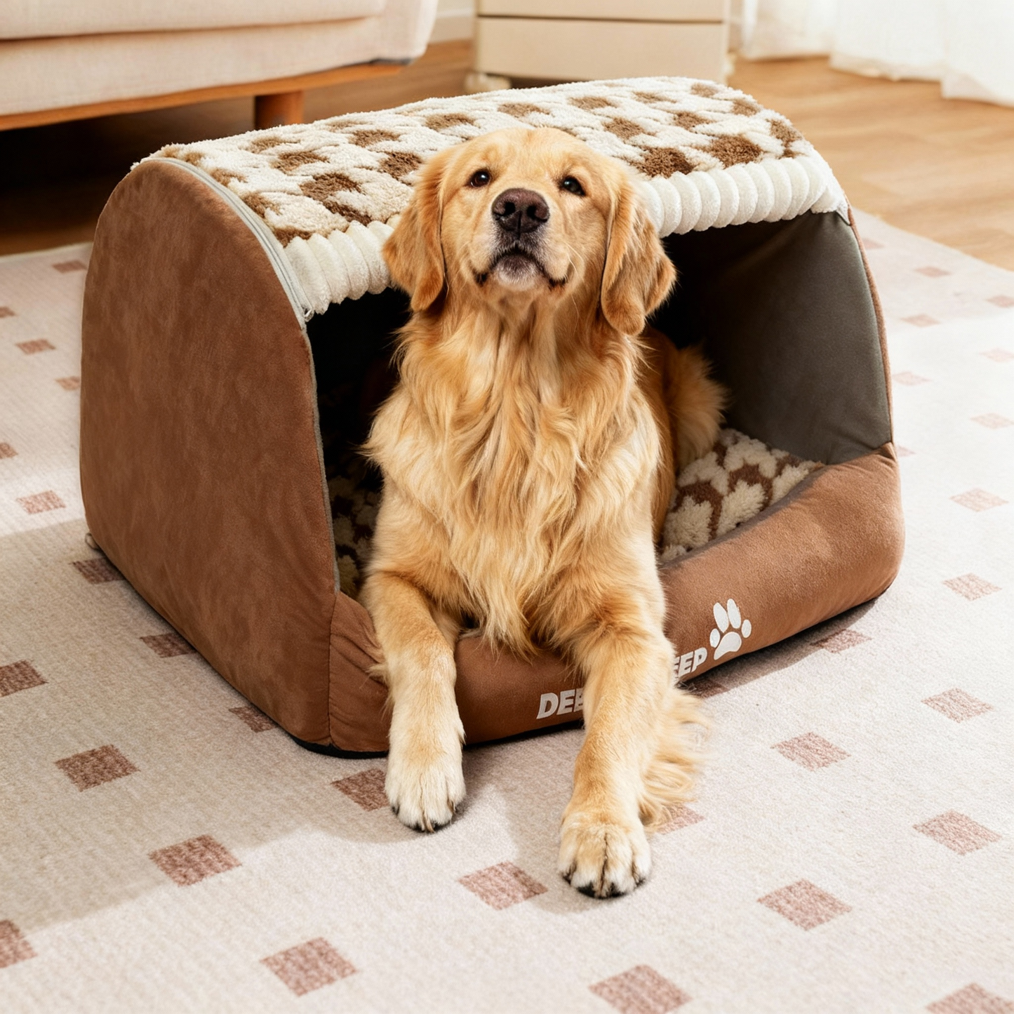 Dog Plush Enclosed Cozy Bed