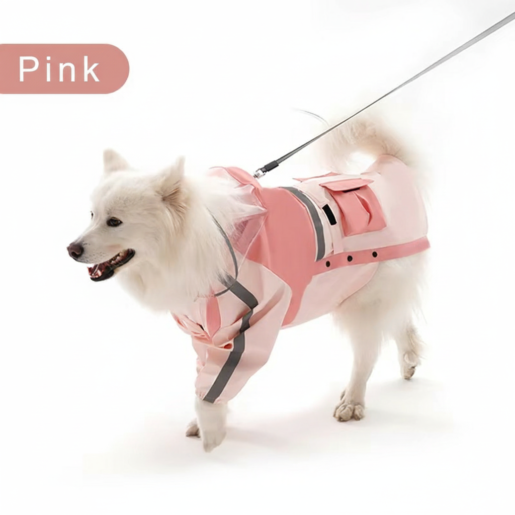 All-Weather Reflective Dog Raincoat – Waterproof Harness