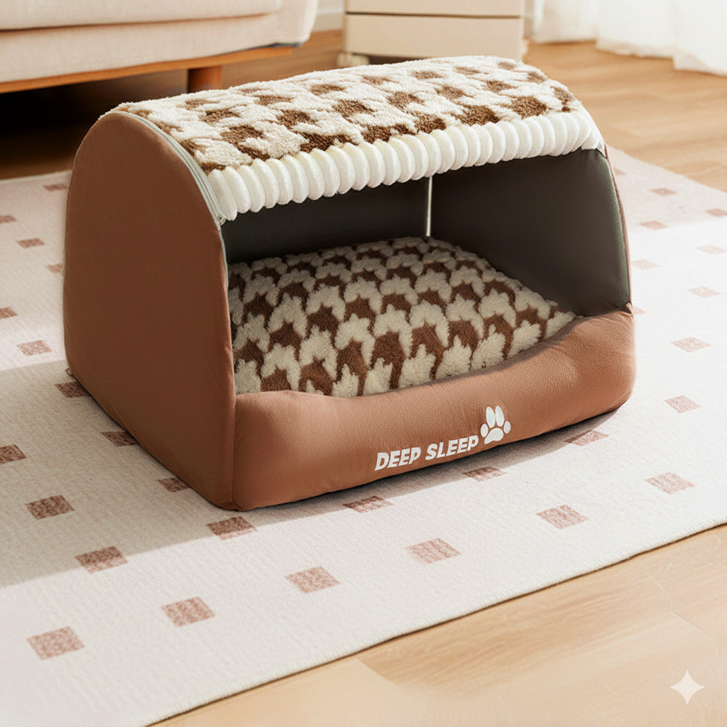 Dog Plush Enclosed Cozy Bed