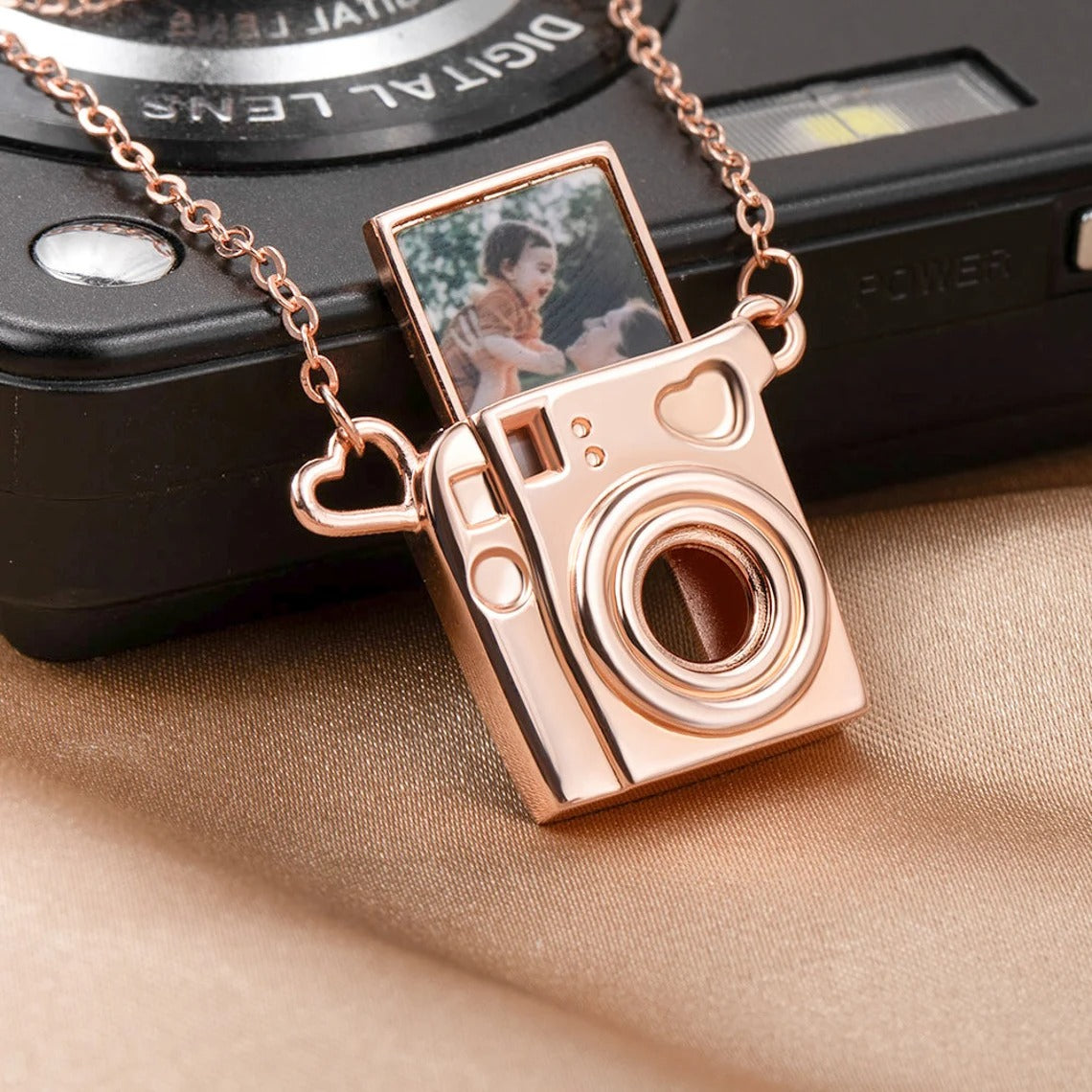 Personalized Mini Pull-Out Camera Locket Necklace