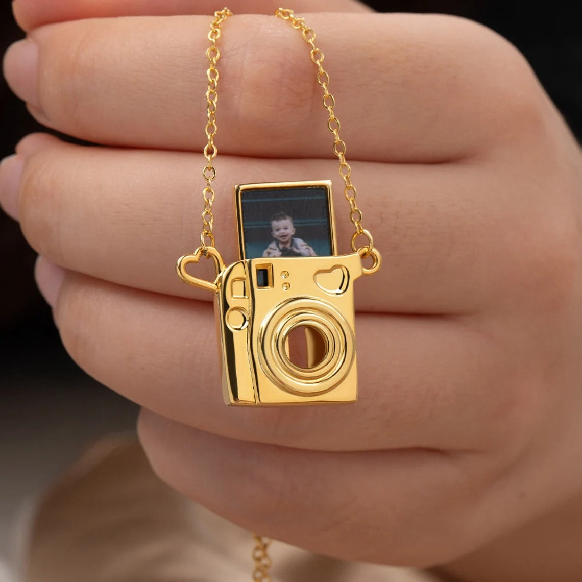Personalized Mini Pull-Out Camera Locket Necklace