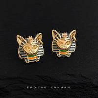 Ancient Egyptian Pharaoh-Style Cat Earrings